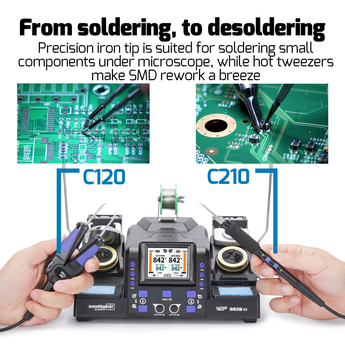982D-III Dual-Channel Soldering & Tweezers Station