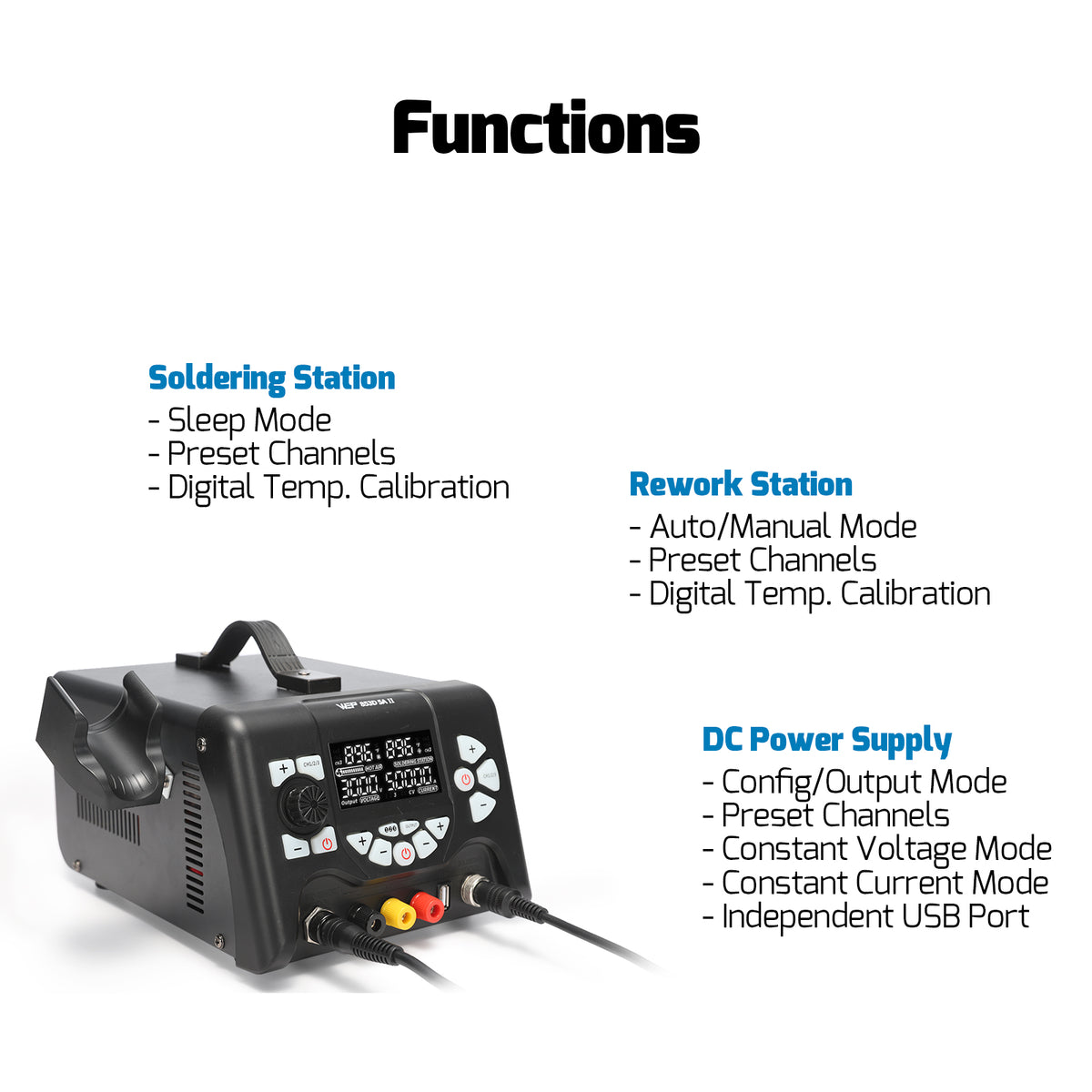 853D 5A II 3-in-1 Soldering + Rework + Power Supply